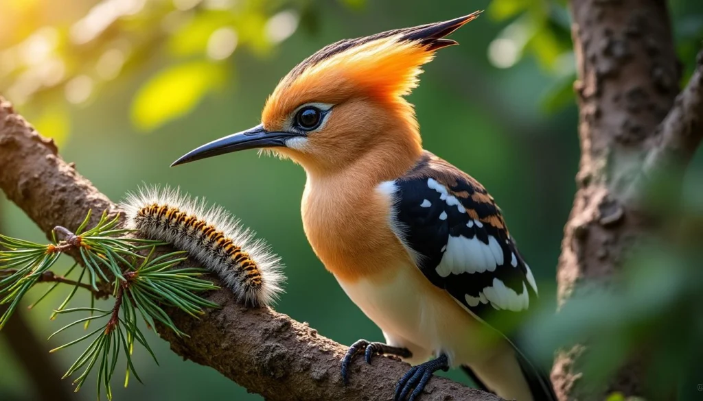 découvrez des faits étonnants sur la huppe fasciée, une chasseuse redoutable qui lutte efficacement contre les chenilles processionnaires.