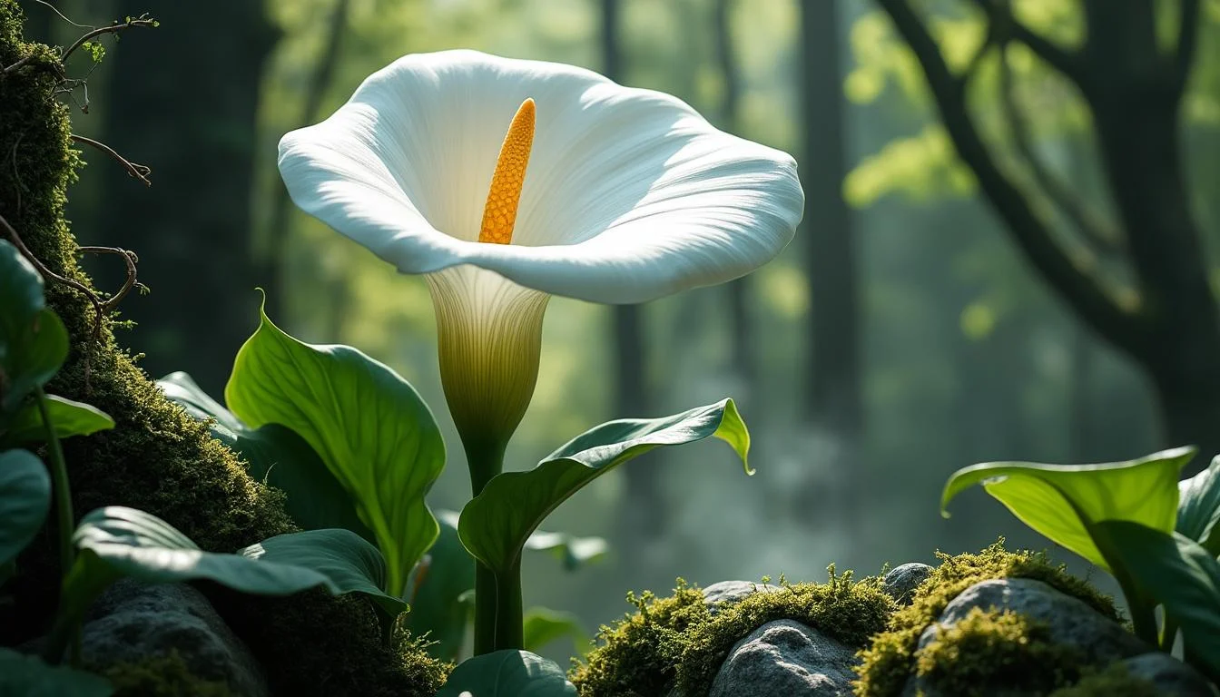 explorez l'élégance mystérieuse de l'arum, une plante unique et fascinante qui embellira votre jardin avec son charme naturel et son allure énigmatique.